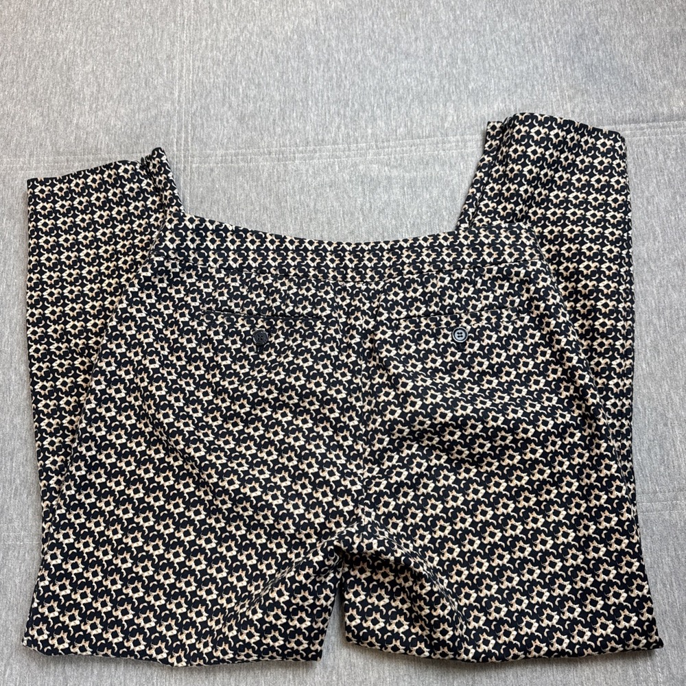 Cynthia Rowley Womens Geometric Print Slim Ankle Pants Black Tan Size 4